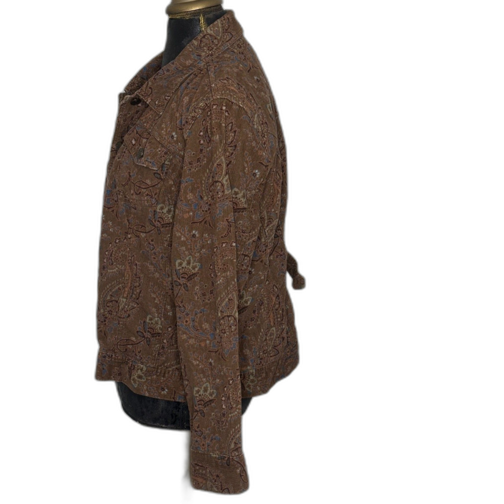 Western Boho Brown Corduroy Jacket Women's XL  Indie Paisley 98% Cotton - Picture 3 of 11